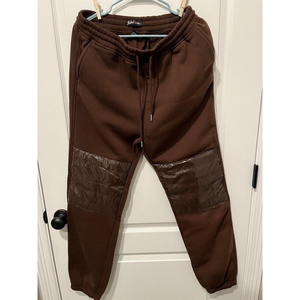 Switch Remarkable Brown Jogger Sweatpants Men’s XL Quilted Knee Panel Streetwear